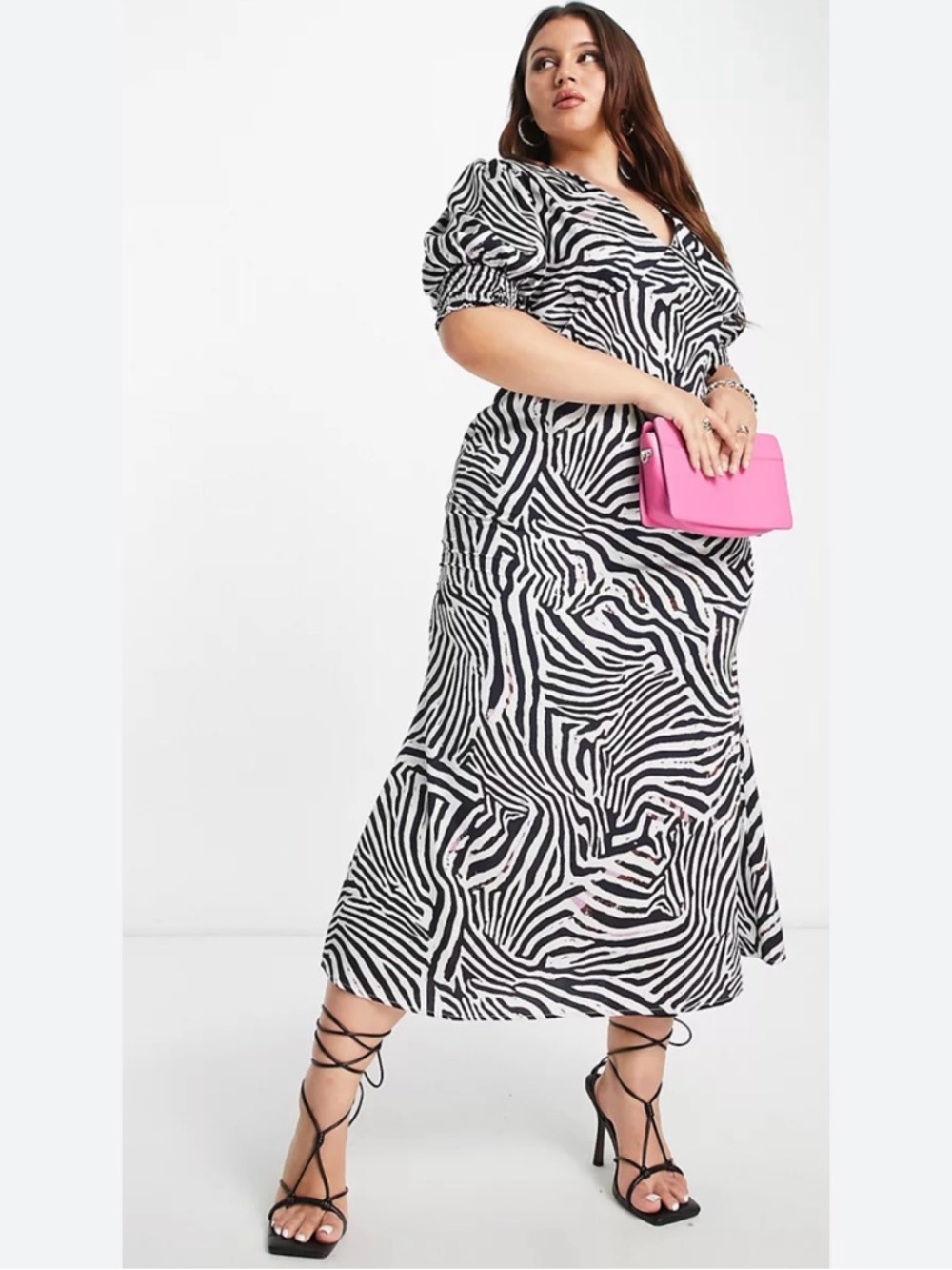 Never Fully Dressed Black & White Zebra Print Dress with Multicolor Speckles